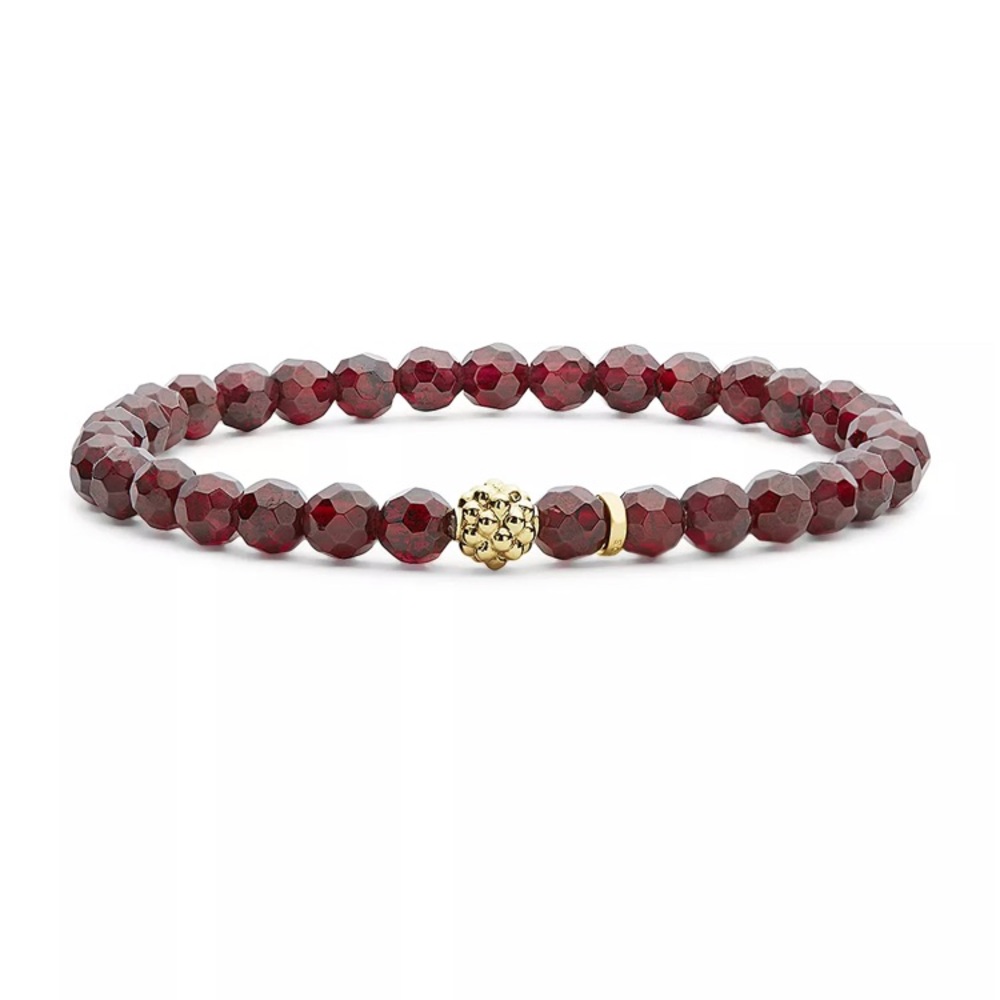 LAGOS Caviar Icon Garnet Bracelet with 18K Gold Caviar Station